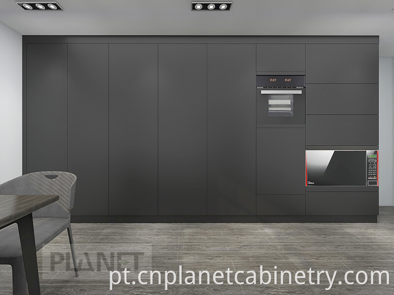 Black aluminum alloy kitchen cabinets